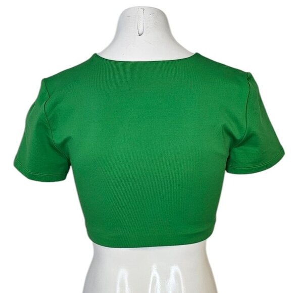Aritzia Babaton Contour Super Cropped Short Sleeve T-Shirt, Green, Size Medium - Picture 5 of 7
